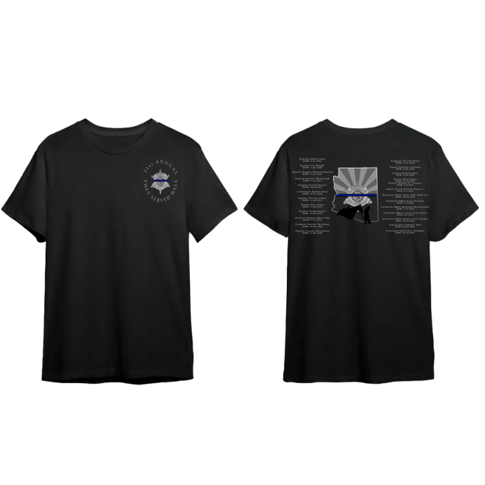 Front and Back design of the 2022 MCSO Memorial Ceremony T Shirts